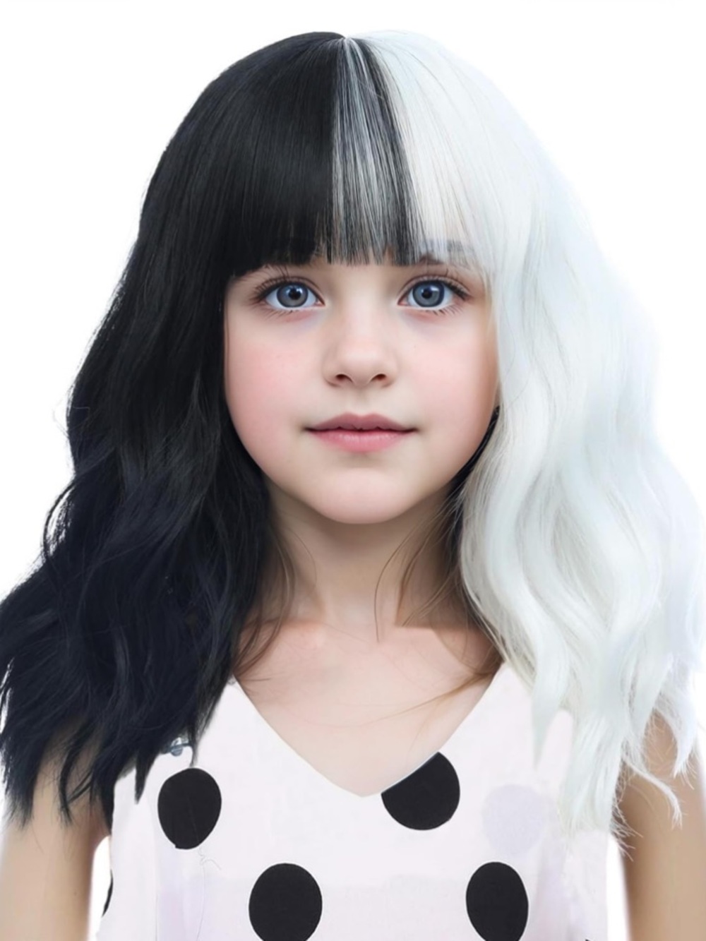 NWT Two-Tone 14 Inch Wig Cruella DeVil Skunk Anime Cosplay Halloween